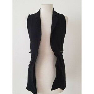 Material Girl Black Jacket No Sleeves Polyester An